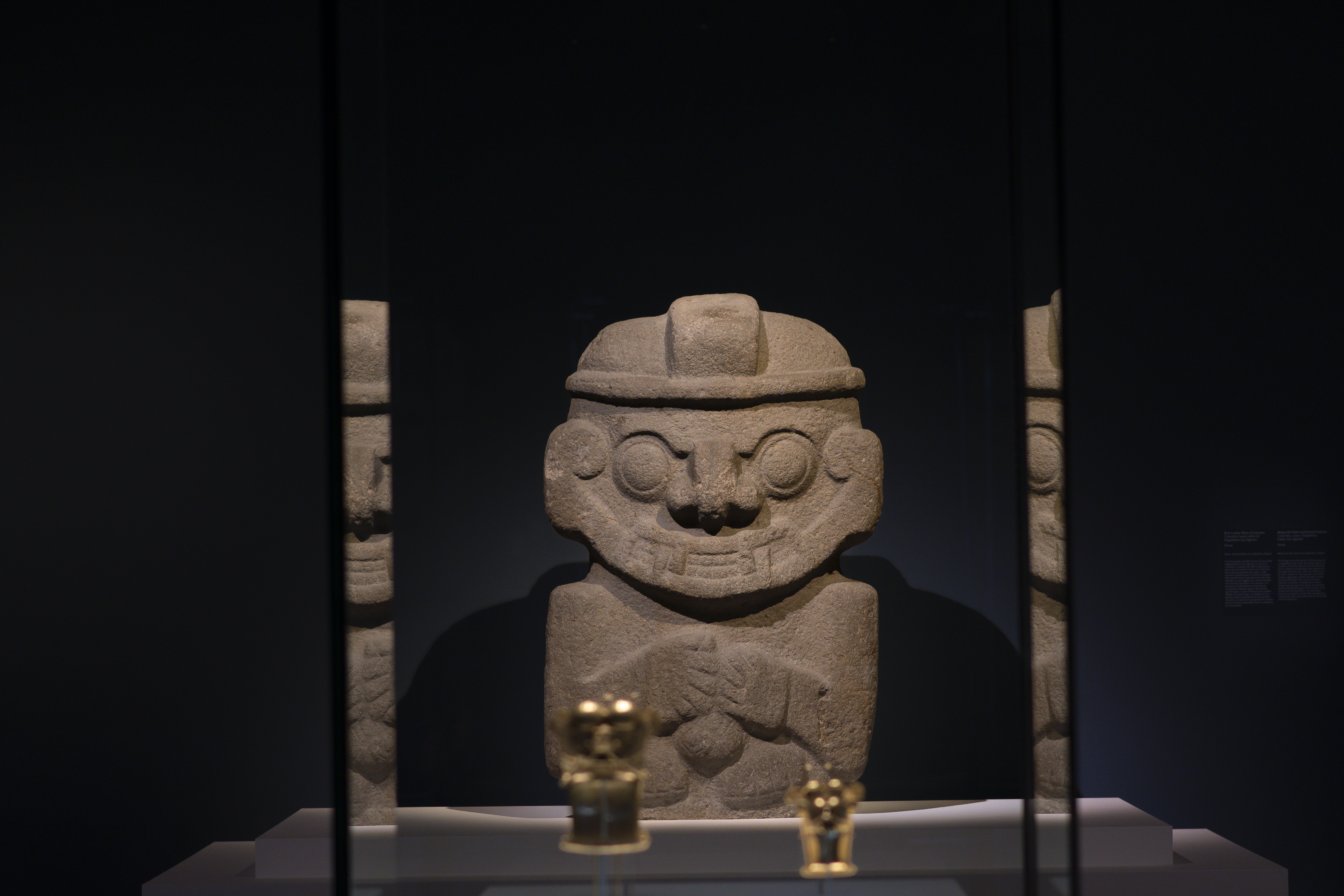 Escultura megalítica de San Agustín mezcla felino y humano, 100-900 años AC.