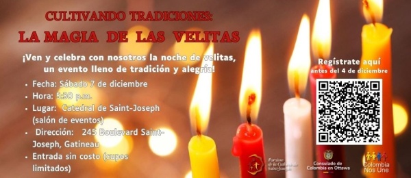  ¡Ven y celebra con nosotros la noche de velitas el próximo sábado 7 de diciembre de 2024!