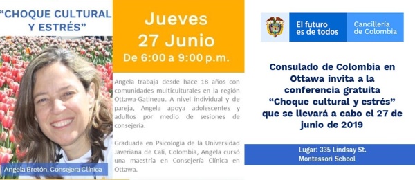 Consulado de Colombia en Ottawa invita a la conferencia gratuita “Choque cultural y estrés” que se llevará a cabo el 27 de junio 